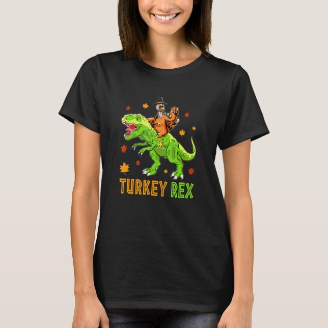 Camiseta Dinosaur Acción de Gracias Chicos Pavo Saurus rex  (Anverso)