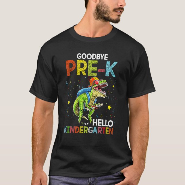 Camiseta Dinosaur Adiós Pre K Hello Kindergarten El Día Pas (Anverso)