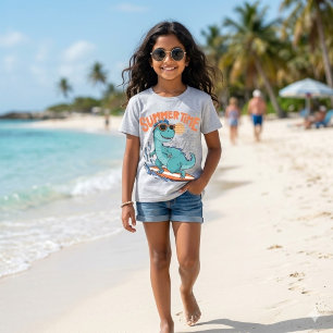 Camiseta Dinosaur Adorable Surfista Vacaciones De Verano