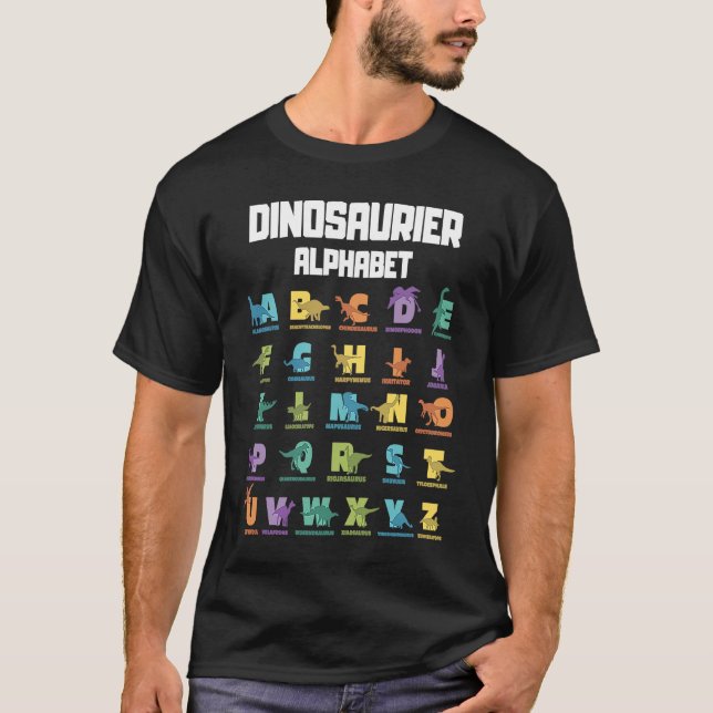 Camiseta Dinosaur Alphabet ABC Tyrannosaurus T  Rex Dino Ch (Anverso)