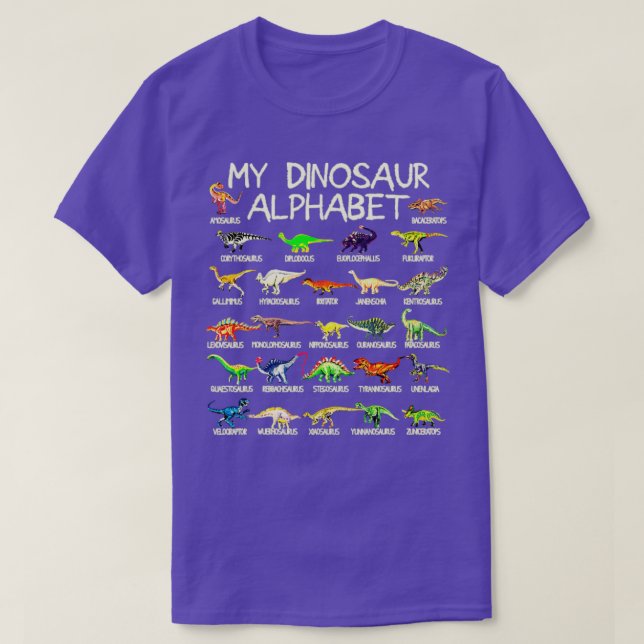 Camiseta Dinosaur Alphabet Dino ABC Para Niños Hombres Muje (Diseño del anverso)