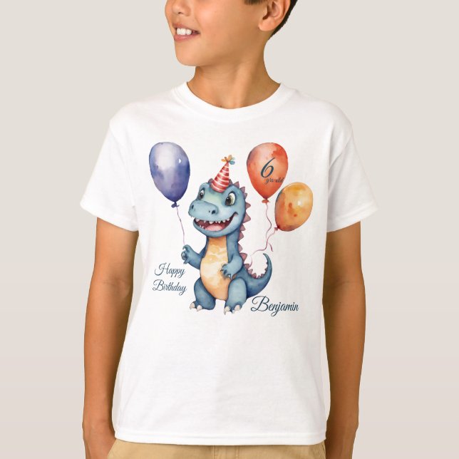 Camiseta Dinosaur Boys Personalizados Cumpleaños (Anverso)