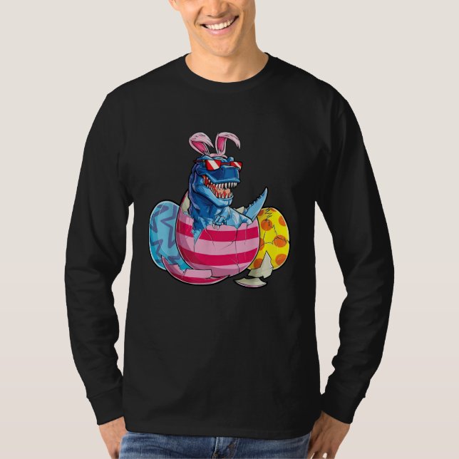 Camiseta Dinosaur Bunny Ears Sunglasses Rabbit Eggs Easter  (Anverso)