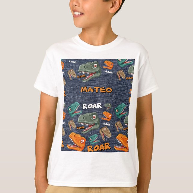 Camiseta Dinosaur Cartoon Pattern for Kids (Anverso)