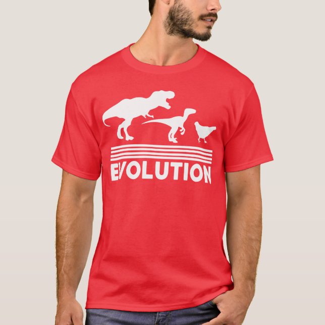 Camiseta Dinosaur Chicken Evolution Funny Vintage Retro 70S (Anverso)