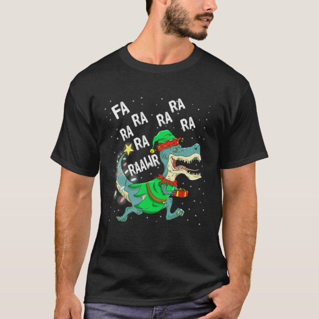 Camiseta Dinosaur Christmas Tree Rex Fa Ra Ra Rawr Trex Elf (Anverso)
