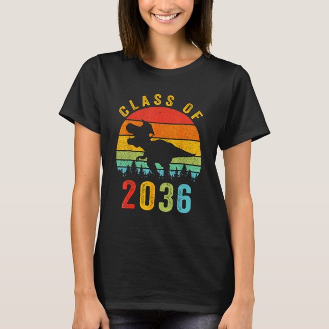 Camiseta Dinosaur Class Of 2036 First Day Kindergarten Boys (Anverso)