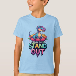 Camiseta Dinosaur Colorido y Lindo Sentado en una Flor