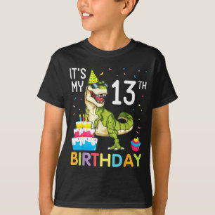 Camiseta Dinosaur con pastel cumpleaños 13 feliz 13 años