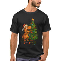 Dinosaur Destruyendo Árbol de Navidad divertido dí