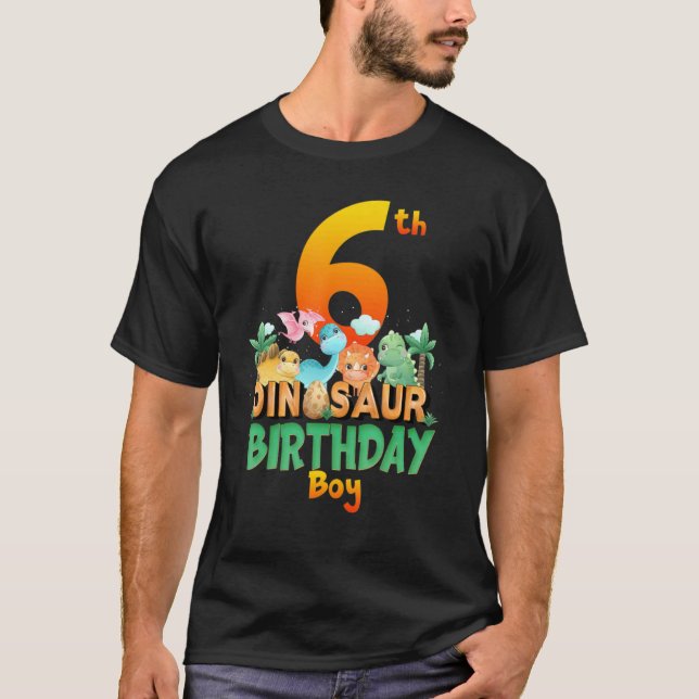 Camiseta Dinosaur Dino Birthday Boy Trex Group Edad de Mata (Anverso)