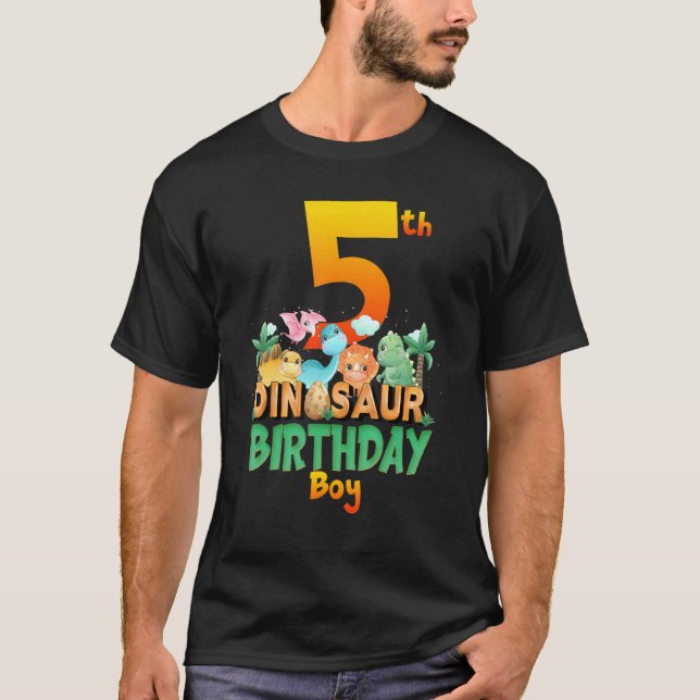 Camiseta Dinosaur Dino Birthday Boy Trex Group Edad de Mata (Anverso)