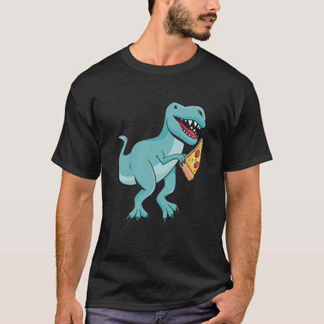 Camiseta Dinosaur Eating Pizza Rex Tyrannosaurus Dino (Anverso)