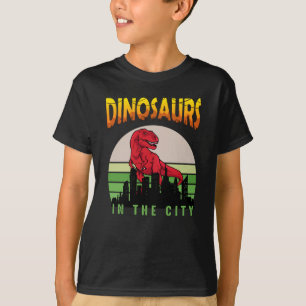 Camiseta Dinosaur en la Ciudad   Diseño de Dinosaurios