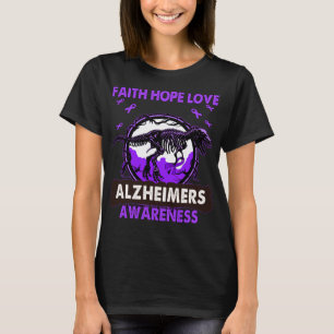Camiseta Dinosaur Faith Hope Love ALZHEIMERS Awareness