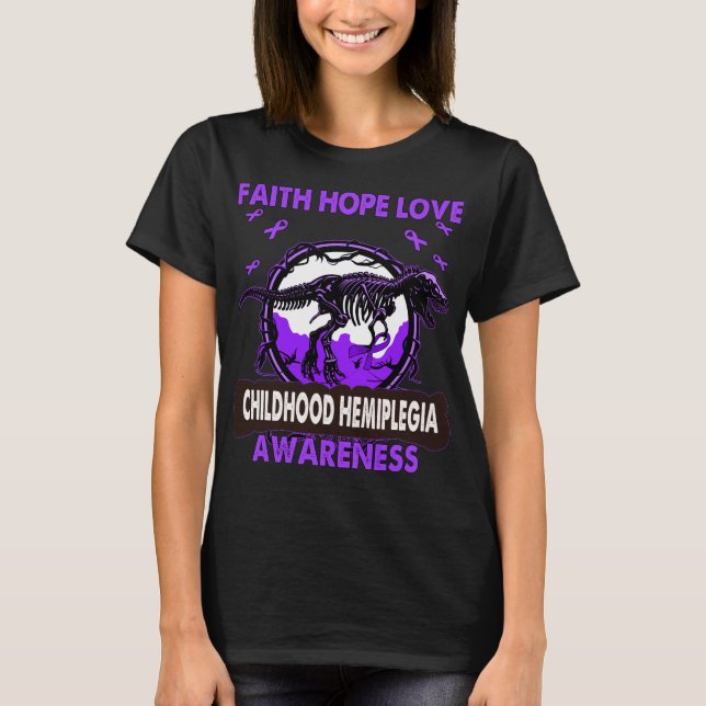 Camiseta Dinosaur Faith Hope Love CHILDHOOD HEMIPLEGIA (Anverso)