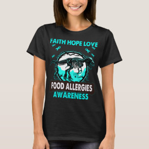 Camiseta Dinosaur Faith Hope Love FOOD ALERGIES Awareness