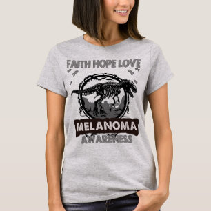 Camiseta Dinosaur Faith Hope Love MELANOMA Awareness