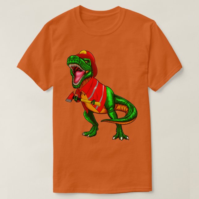 Camiseta Dinosaur Firefighter T Rex Gift Thin Red Line Men  (Diseño del anverso)