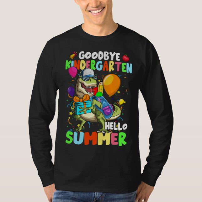 Camiseta Dinosaur Goodbye Kindergarten Hello Summer Graduat (Anverso)