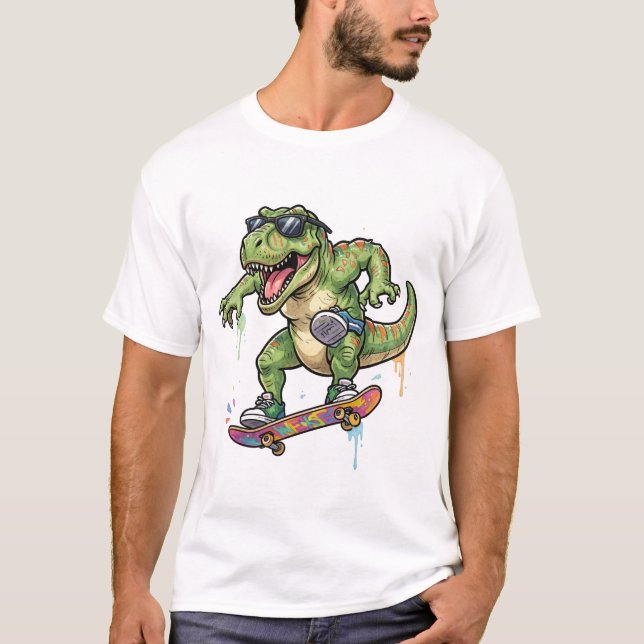 Camiseta Dinosaur haciendo skateboard 🦖🛹 (Anverso)