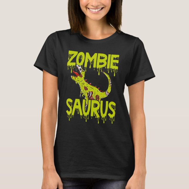 Camiseta Dinosaur Halloween Costume Dino Halloween Zombie D (Anverso)