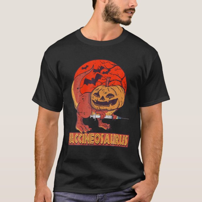 Camiseta Dinosaur Halloween Vaccine Costume Pumpkin Vaccine (Anverso)