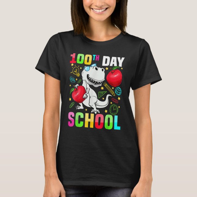Camiseta Dinosaur Happy 100th Day of School Dino Kids 100 D (Anverso)