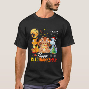 Camiseta Dinosaur Happy Hallothanksmas Halloween Thanksgivi
