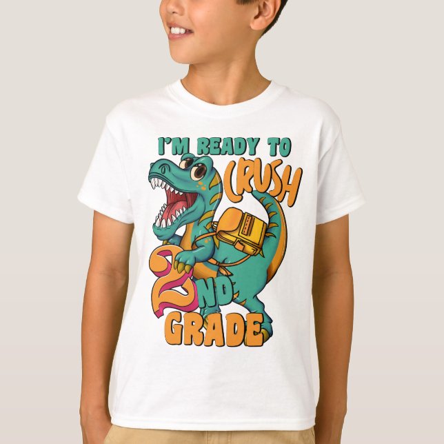Camiseta Dinosaur I’m Ready to Crush 2nd Grade  (Anverso)