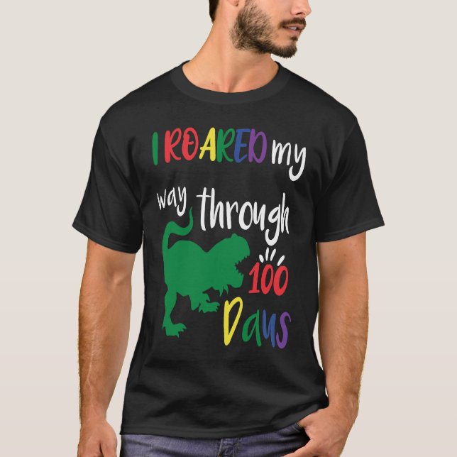 Camiseta Dinosaur Kid I Roared My Way Through 100 Day Of Sc (Anverso)