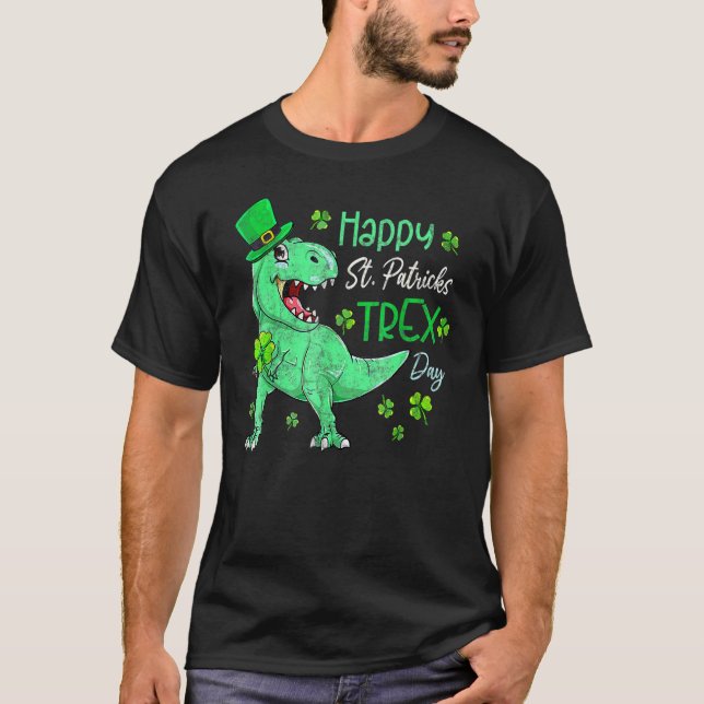 Camiseta Dinosaur Leprechaun Happy St Pat T-Rex St Patrick' (Anverso)