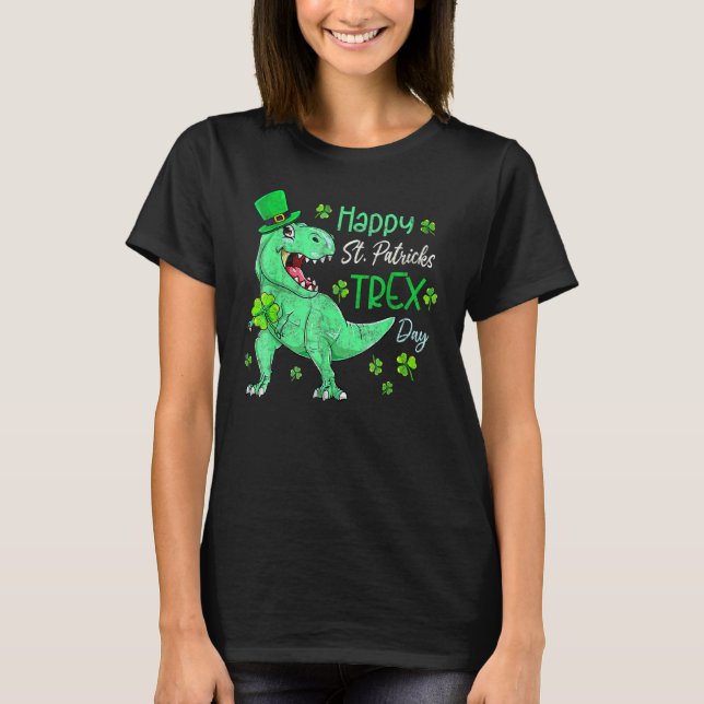 Camiseta Dinosaur Leprechaun Happy St Pat T-Rex St Patrick' (Anverso)