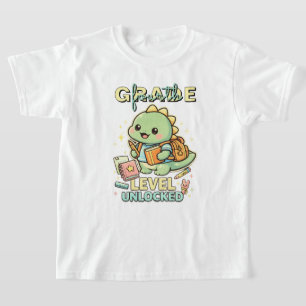 Camiseta Dinosaur lindo nivel cuarto grado desbloqueado 4º 
