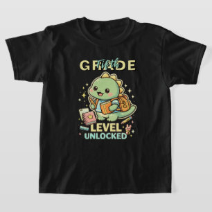 Camiseta Dinosaur lindo nivel de quinto grado desbloqueado 