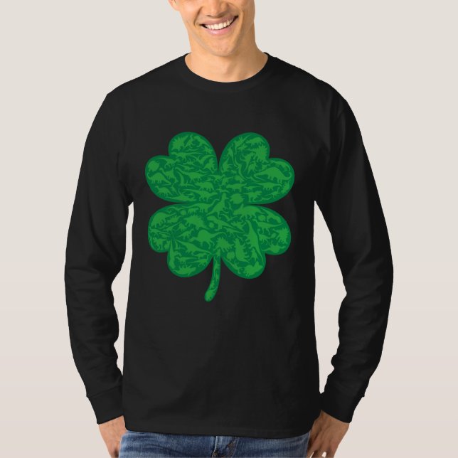 Camiseta Dinosaur Lover Four Leaf Clover Dino St Patricks D (Anverso)