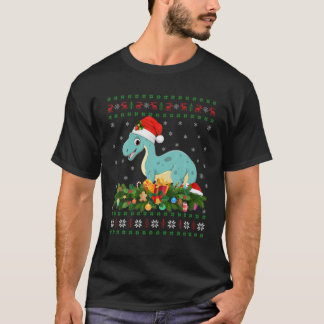 Camiseta Dinosaur Lover Xmas Santa Ugly Brontosauro Cristo