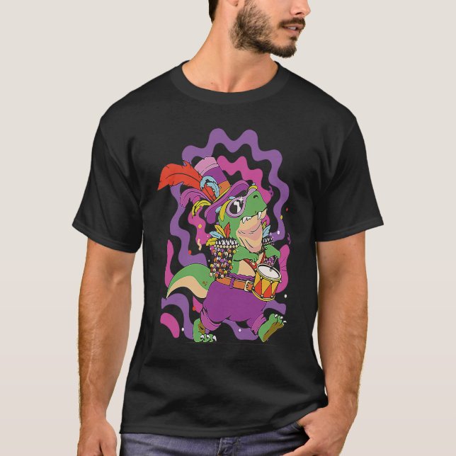 Camiseta Dinosaur Mardi Gras Party Parade Shenanigans Carni (Anverso)