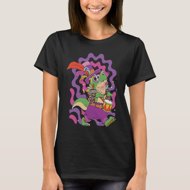 Camiseta Dinosaur Mardi Gras Party Parade Shenanigans Carni (Anverso)