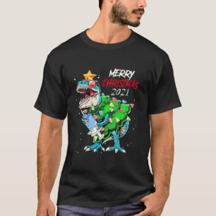 Camiseta Dinosaur Messy Navidades 2021 Santa Christmas Tree