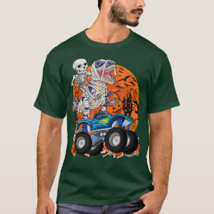 Camiseta Dinosaur Mummy Riding Monster Truck Halloween 
