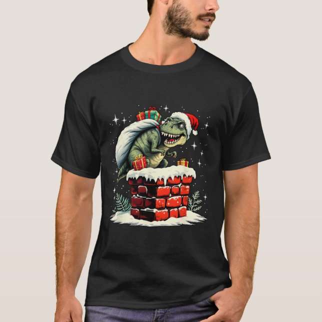 Camiseta Dinosaur Navidad Santa Xmas  (Anverso)