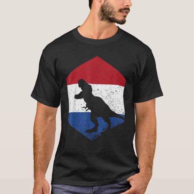 Camiseta Dinosaur Países Bajos Roots Holanda Bandera holand (Anverso)