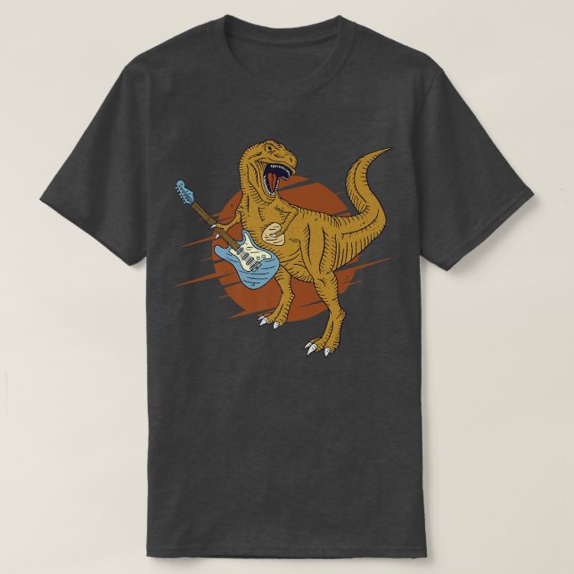 Camiseta Dinosaur Playing Guitar Funny Guitarist Player Mus (Diseño del anverso)