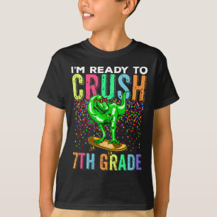 Camiseta Dinosaur Primer Día De Colegio 7mo Grado En Monopa