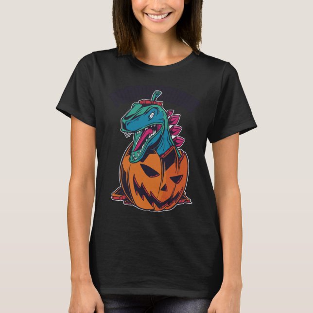 Camiseta Dinosaur Pumpkin Halloween Funny Costume (Anverso)
