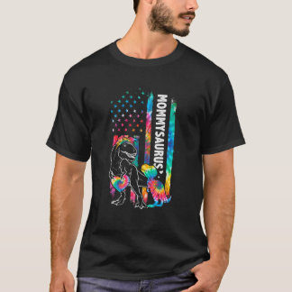 Camiseta Dinosaur Rex Mommy Saurus Tie Dye USA Bandera