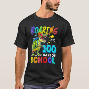 Camiseta Dinosaur Rex Rugiendo En 100 Días De Enseñanza Esc