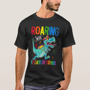 Camiseta Dinosaur Rex Rugiendo En 100 Días De Escuela Enseñ