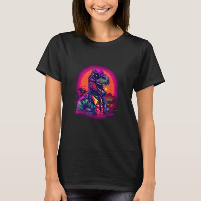 Camiseta Dinosaur Rex Synthwave Vaporwave Retro Chillwa de  (Anverso)